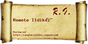 Remete Ildikó névjegykártya