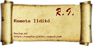Remete Ildikó névjegykártya